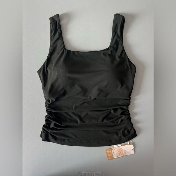 NWT OGL Eco-SkinKiss® Airy Square Neck Side Ruched Brami Tank - Black Size L - Picture 2 of 10